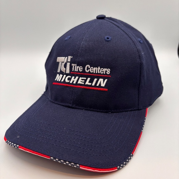 TCI Tire Centers Michelin Red White Blue Patriotic Embroidered Baseball Cap Hat - Picture 6 of 10